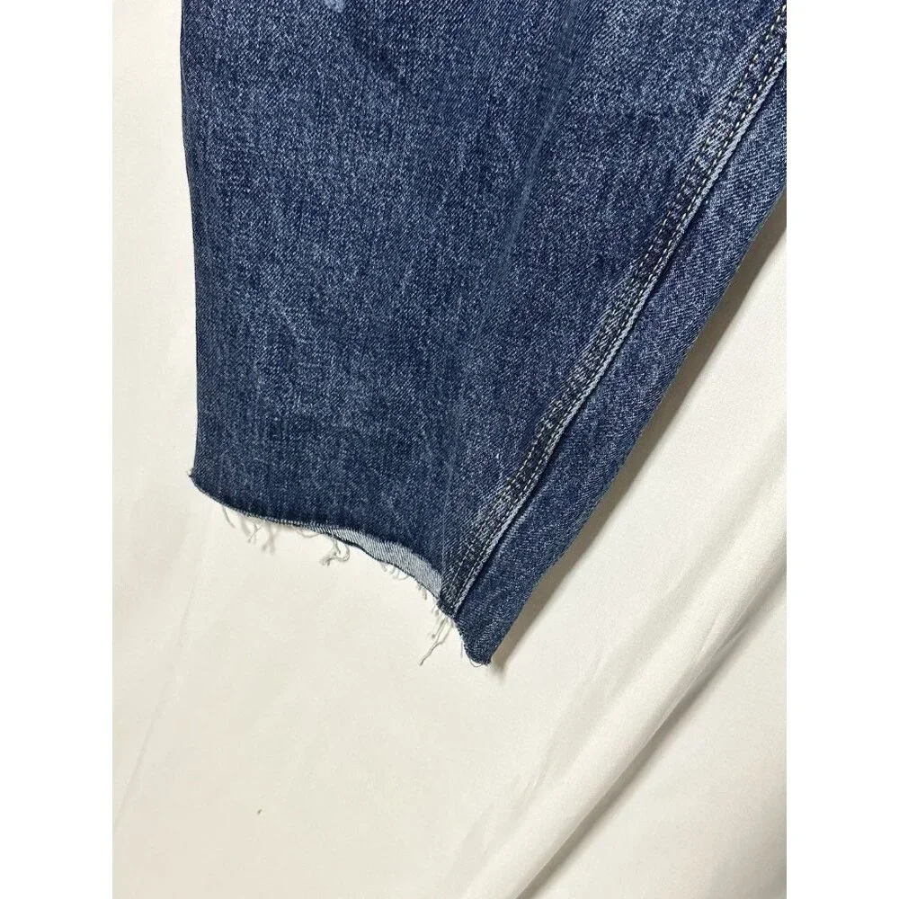 Old Navy High Rise Slouchy Straight Ripped Cut Off Jeans 26 High Rise Button Fly - Picture 7 of 15
